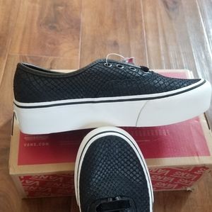 VANS Authentic Platform Leather Snake Black Sz 5.5